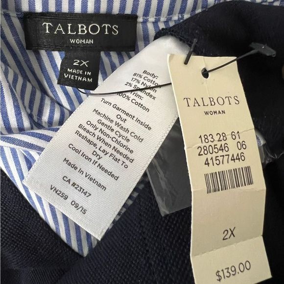 Talbots layered look shirt dress plus size 2X navy blue - Picture 5 of 5